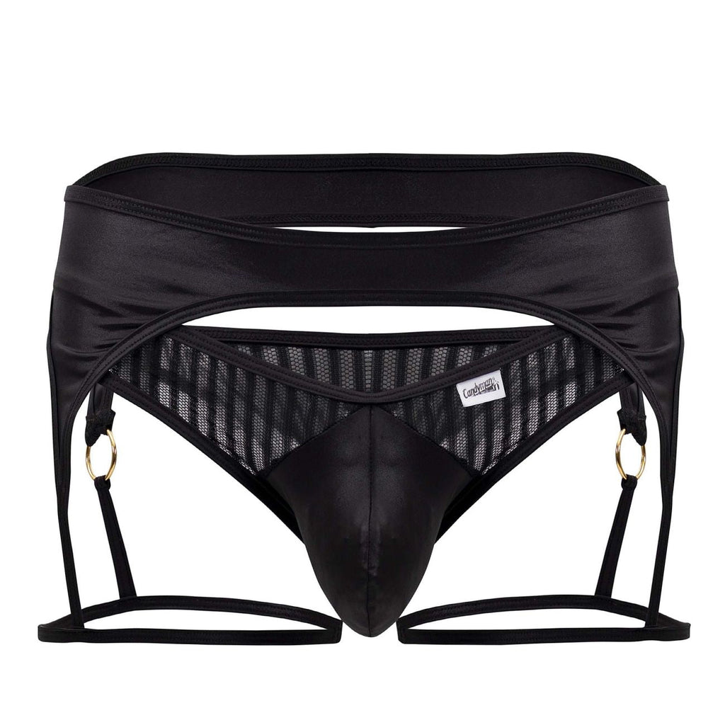CandyMan Microfiber Garter Thongs - Black