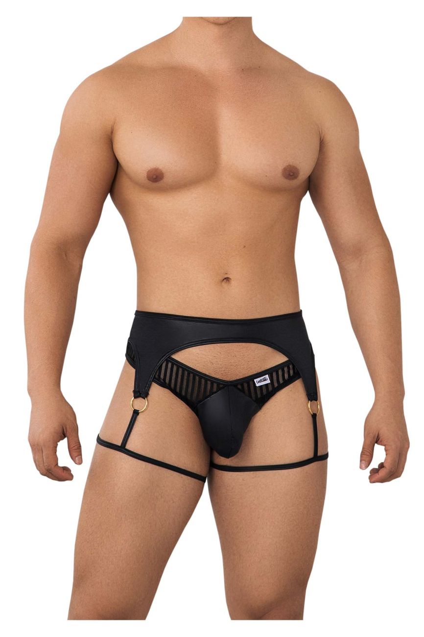 CandyMan Microfiber Garter Thongs - Black