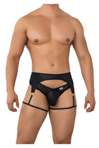 CandyMan Microfiber Garter Thongs - Black