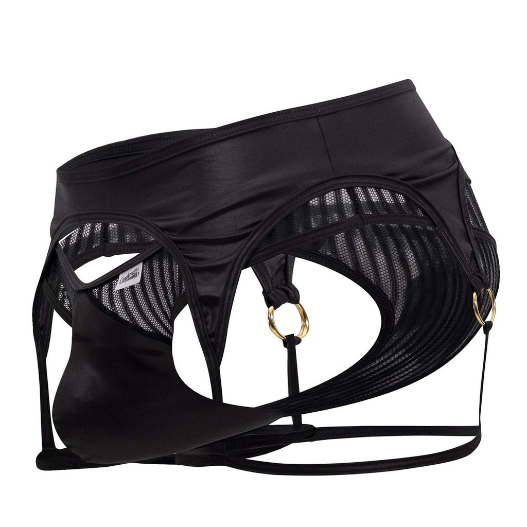 CandyMan Microfiber Garter Thongs - Black