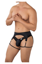 CandyMan Microfiber Garter Thongs - Black