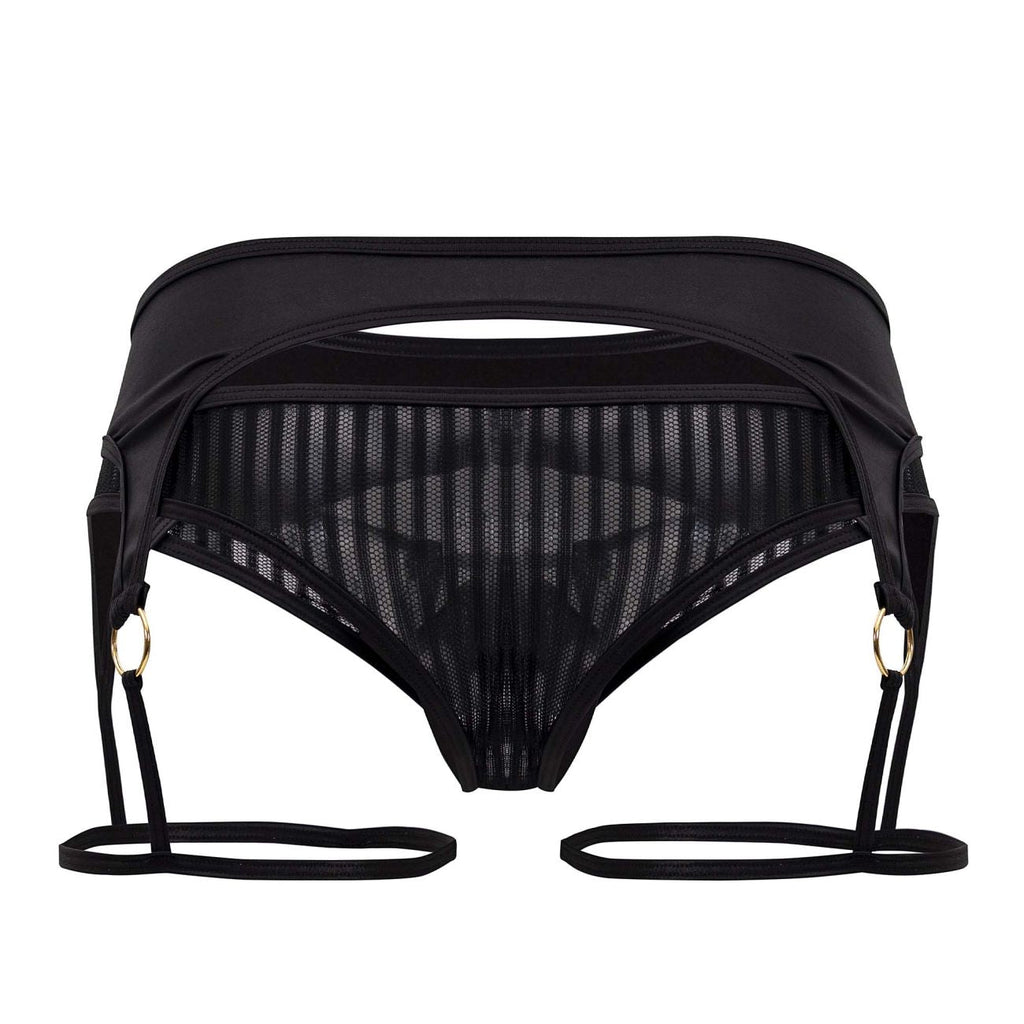 CandyMan Microfiber Garter Thongs - Black