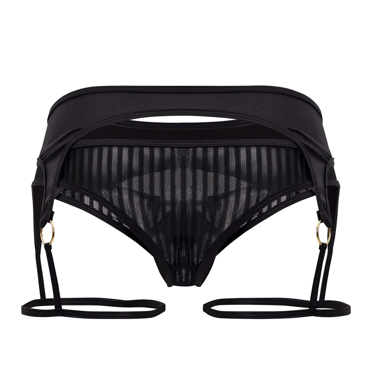CandyMan Microfiber Garter Thongs - Black