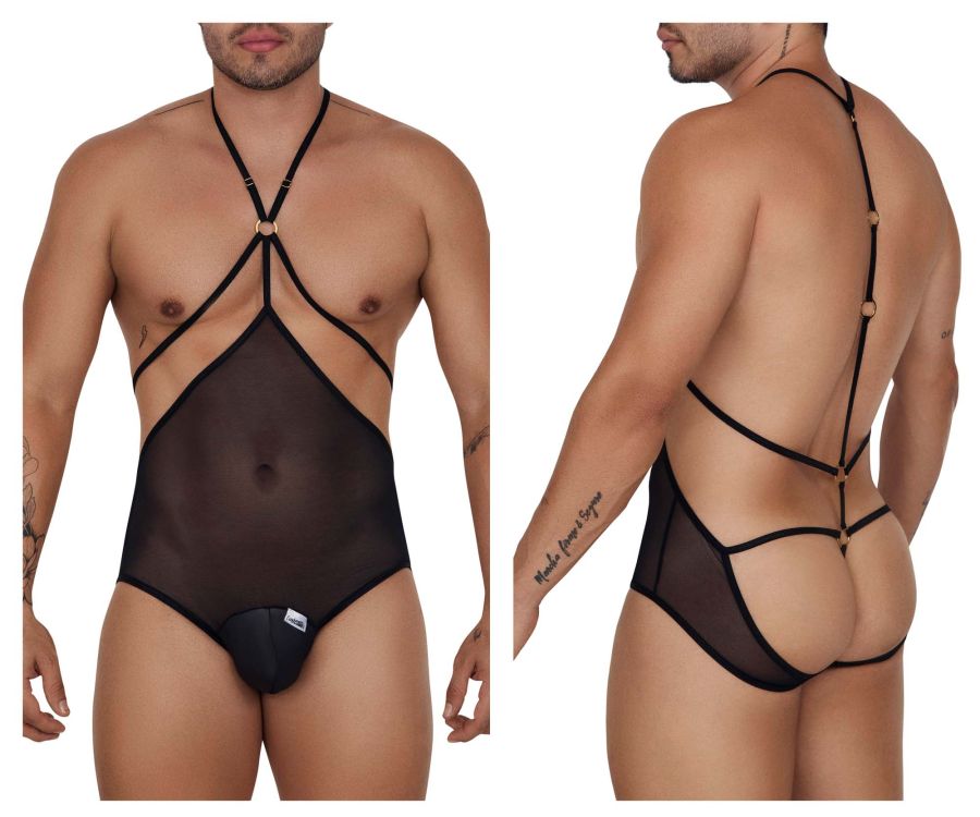 CandyMan Modern Cut Tulle Bodysuit - Black