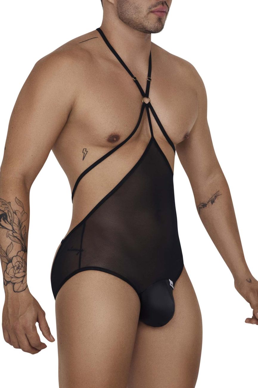 CandyMan Modern Cut Tulle Bodysuit - Black