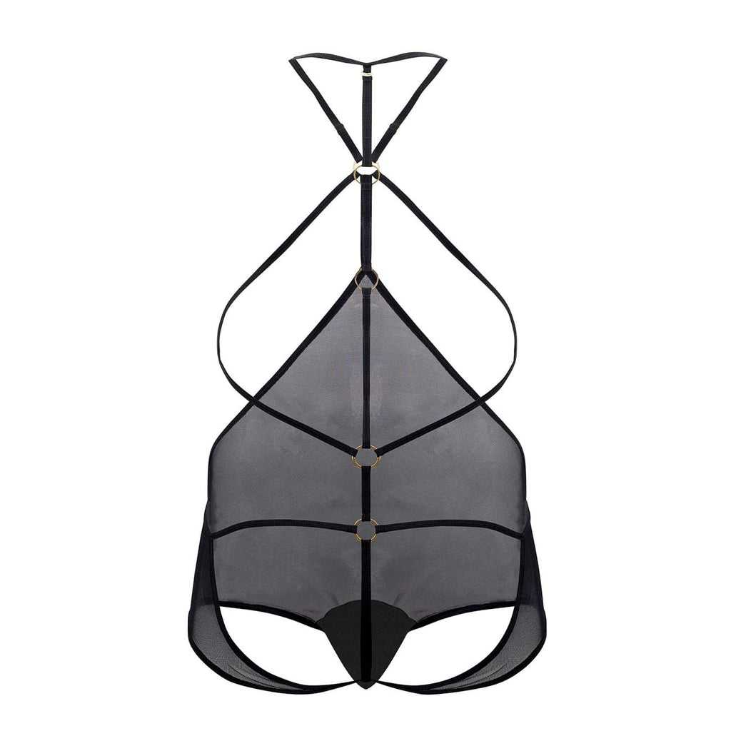 CandyMan Modern Cut Tulle Bodysuit - Black