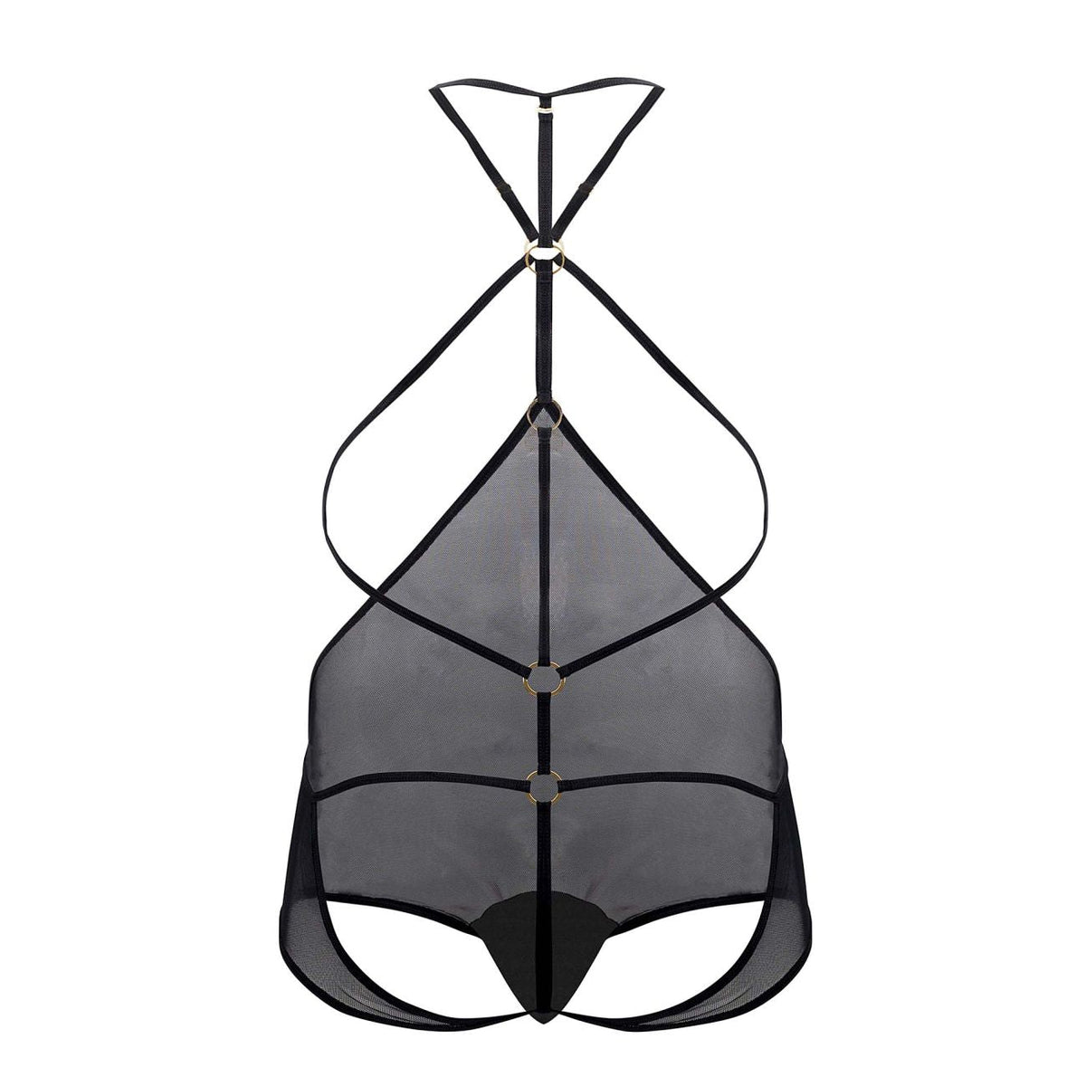 CandyMan Modern Cut Tulle Bodysuit - Black