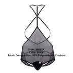 CandyMan Modern Cut Tulle Bodysuit - Black