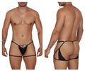 CandyMan Naked Back Garter Thongs - Black