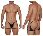 CandyMan Naked Back Garter Thongs - Black