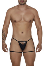 CandyMan Naked Back Garter Thongs - Black