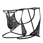 CandyMan Naked Back Garter Thongs - Black