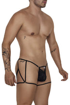 CandyMan Naked Back Garter Thongs - Black