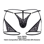 CandyMan Naked Back Garter Thongs - Black