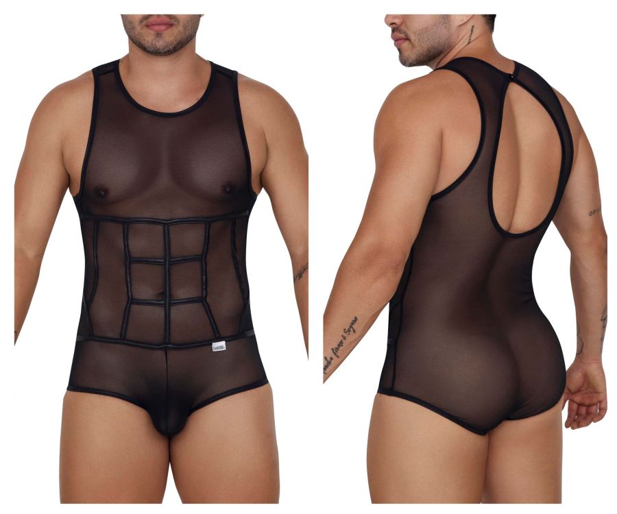 CandyMan Round Neck Tulle Bodysuit - Black