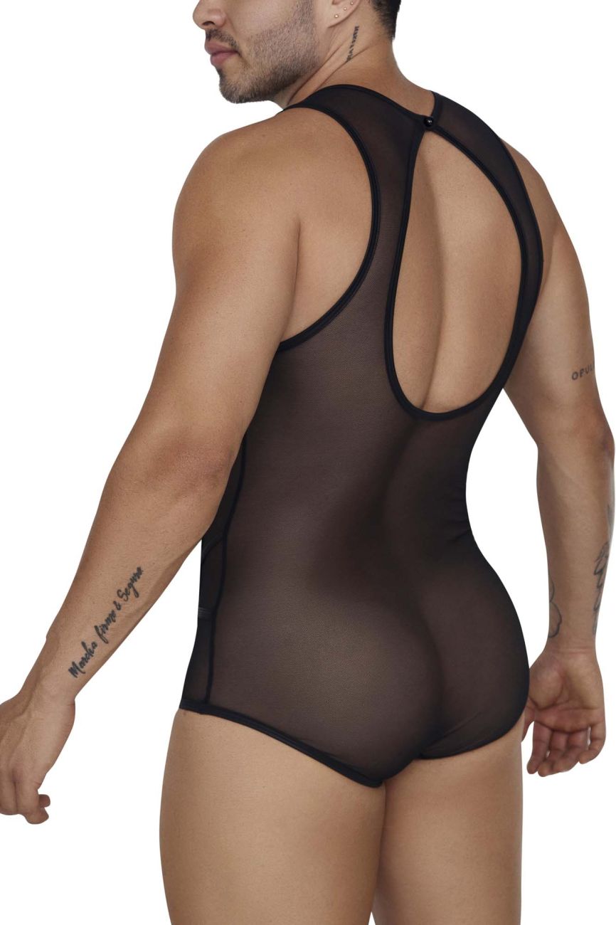 CandyMan Round Neck Tulle Bodysuit - Black