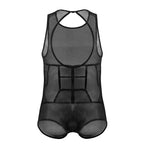 CandyMan Round Neck Tulle Bodysuit - Black