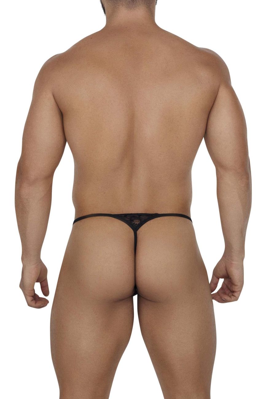 CandyMan Naked Back Lace Thongs - Black