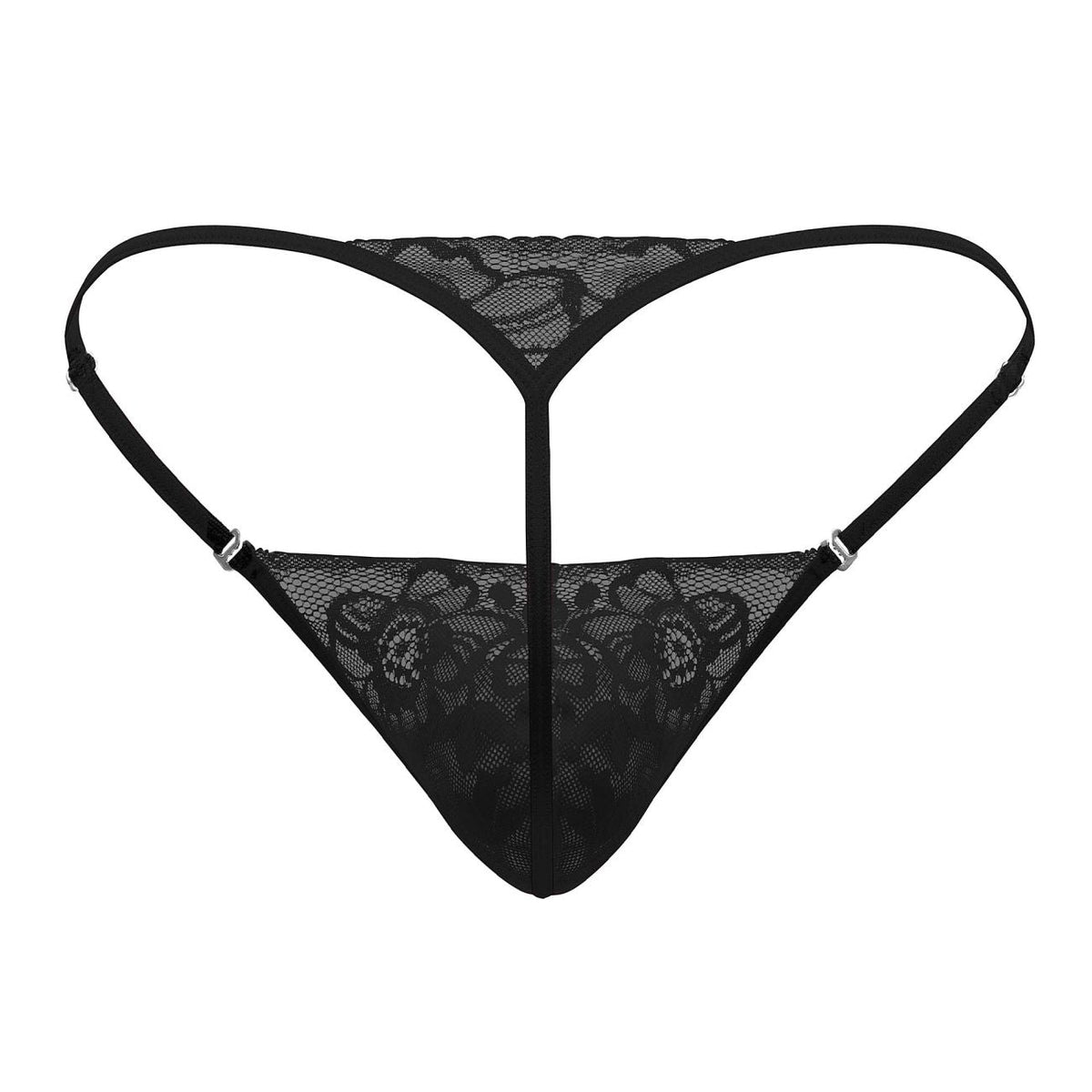 CandyMan Naked Back Lace Thongs - Black