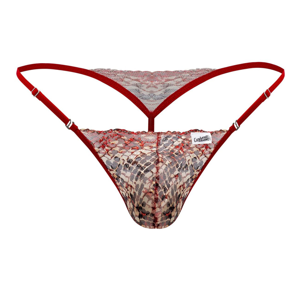 CandyMan Naked Back Lace Thongs - Red