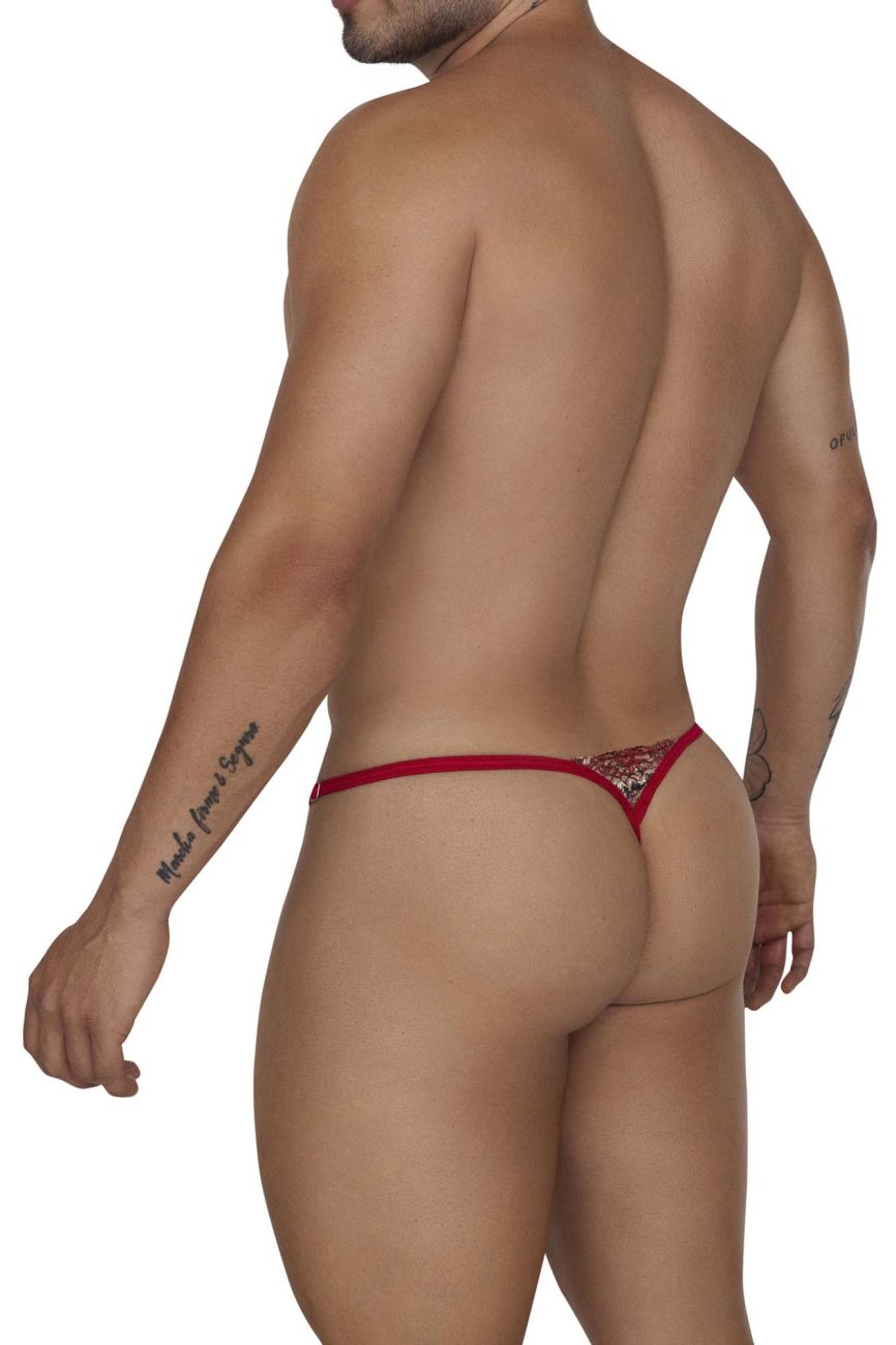 CandyMan Naked Back Lace Thongs - Red