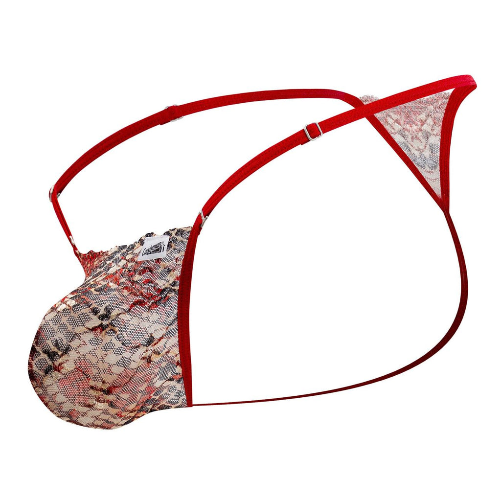 CandyMan Lace Thongs - Red-Print