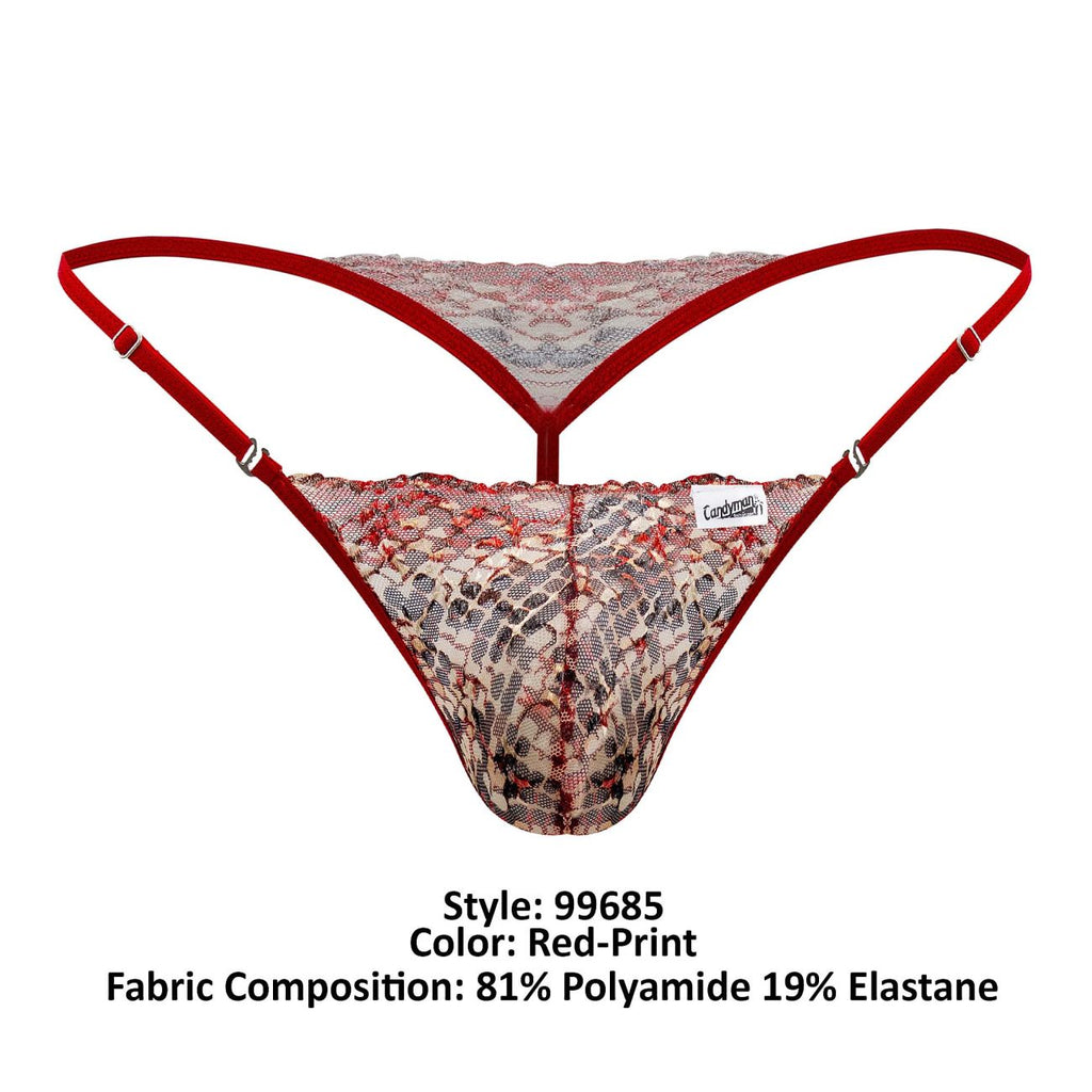 CandyMan Naked Back Lace Thongs - Red