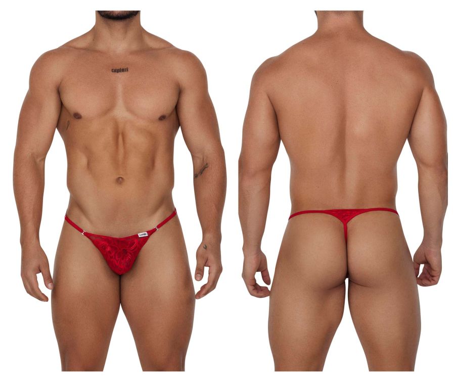 CandyMan Naked Back Lace Thongs - Red