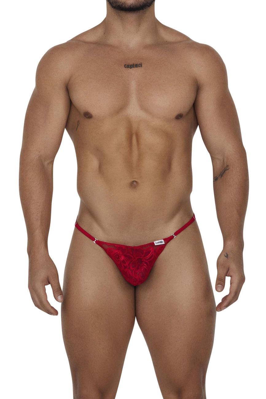 CandyMan Naked Back Lace Thongs - Red
