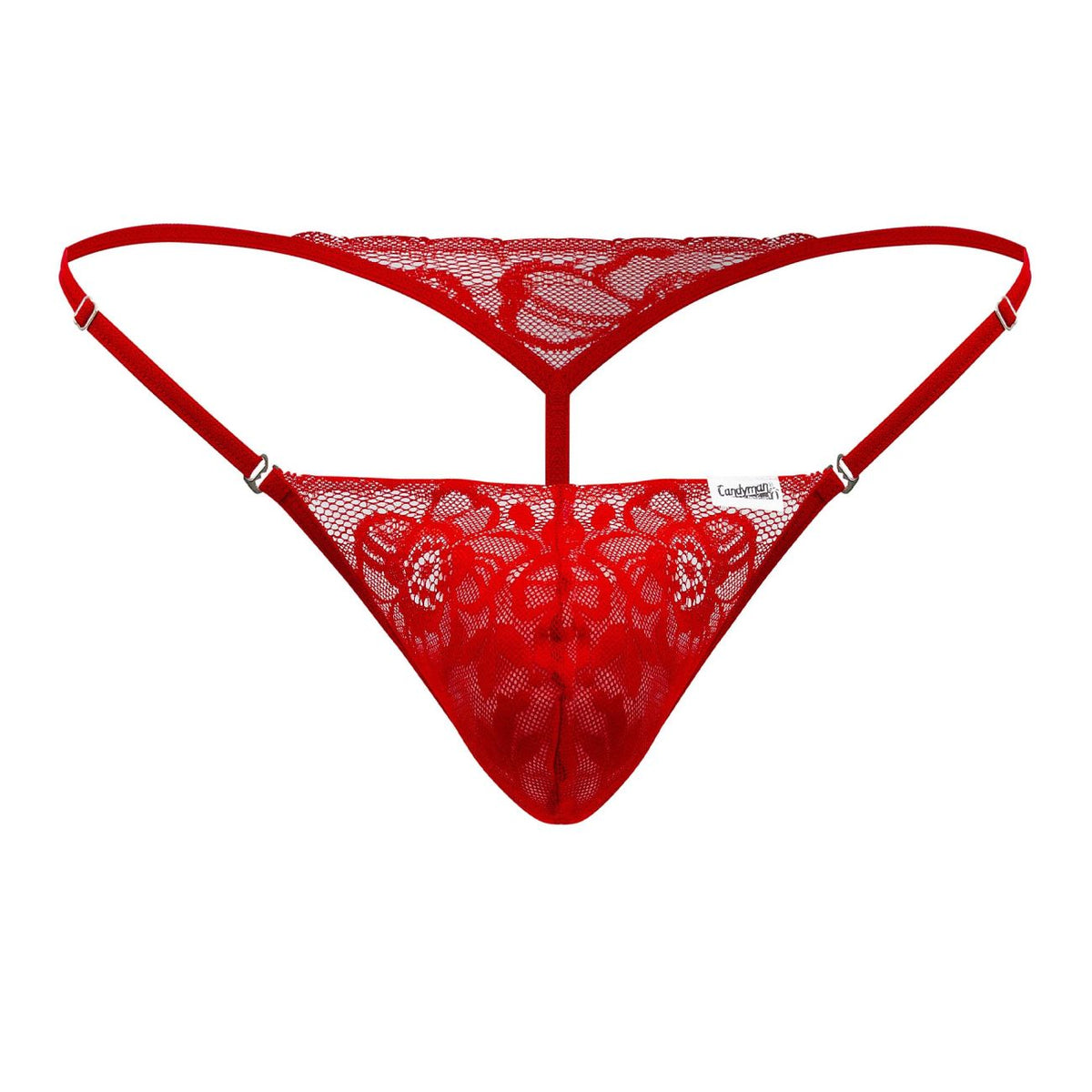 CandyMan Naked Back Lace Thongs - Red