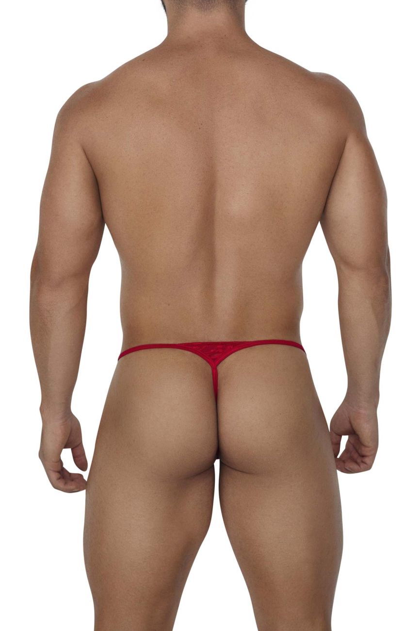 CandyMan Naked Back Lace Thongs - Red