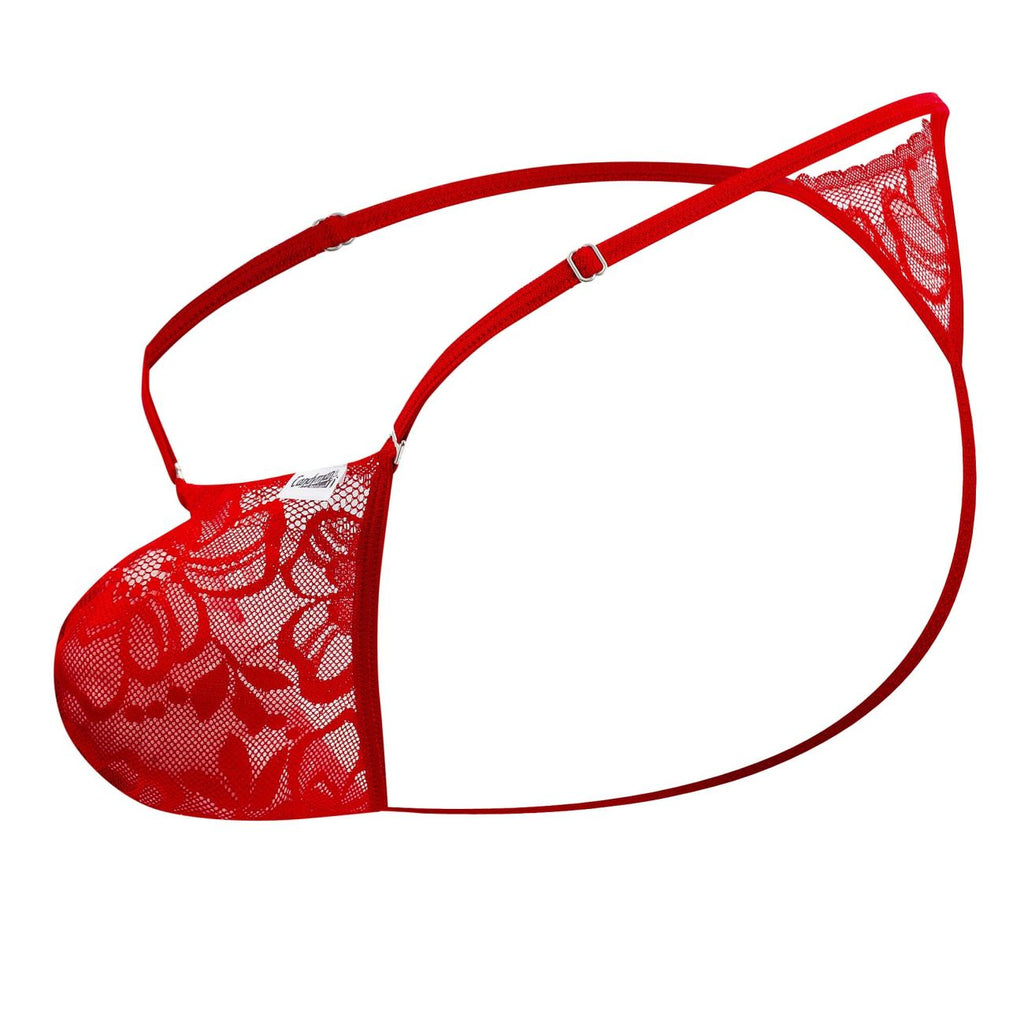 CandyMan Naked Back Lace Thongs - Red
