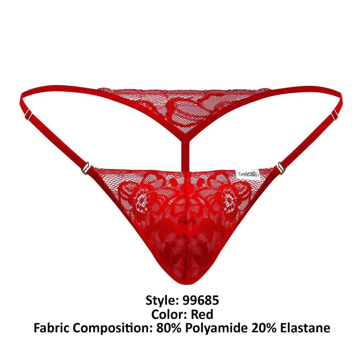 CandyMan Naked Back Lace Thongs - Red
