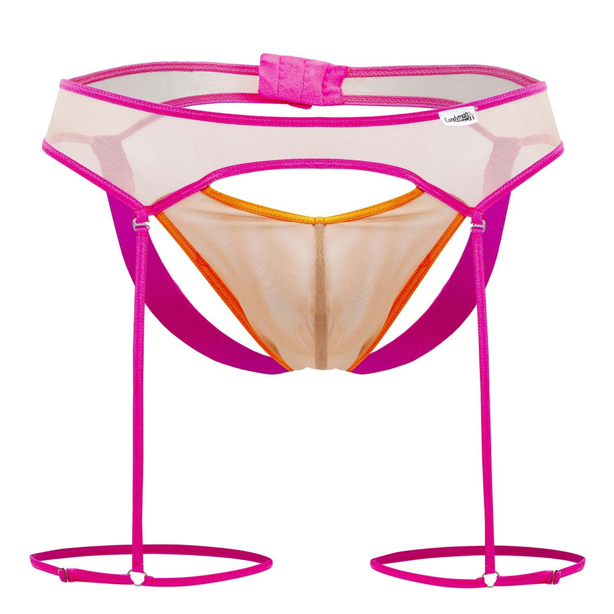 CandyMan Garter Jock Two Piece Set - Beige-Neon