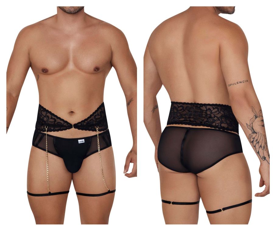 CandyMan Garter Briefs Two Piece Set - Black