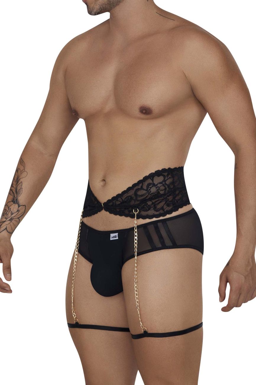 CandyMan Garter Briefs Two Piece Set - Black