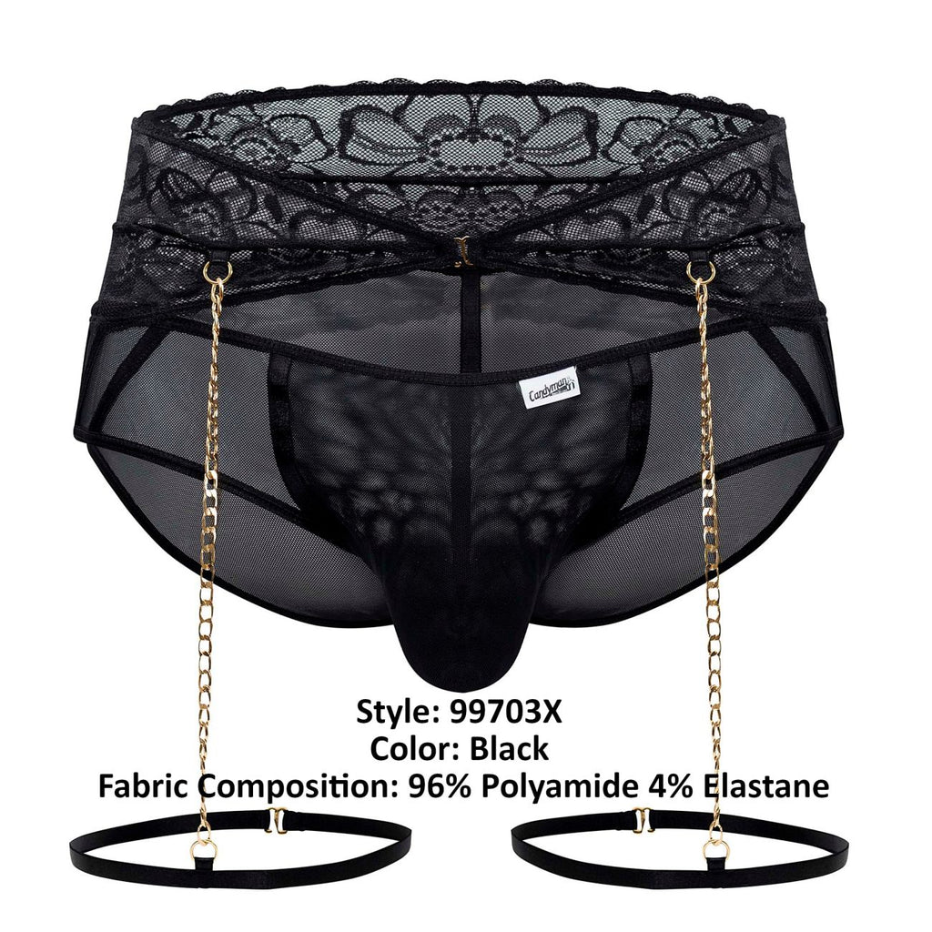 CandyMan Garter Briefs Two Piece Set - Black