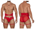 CandyMan Garter Briefs Two Piece Set - Red