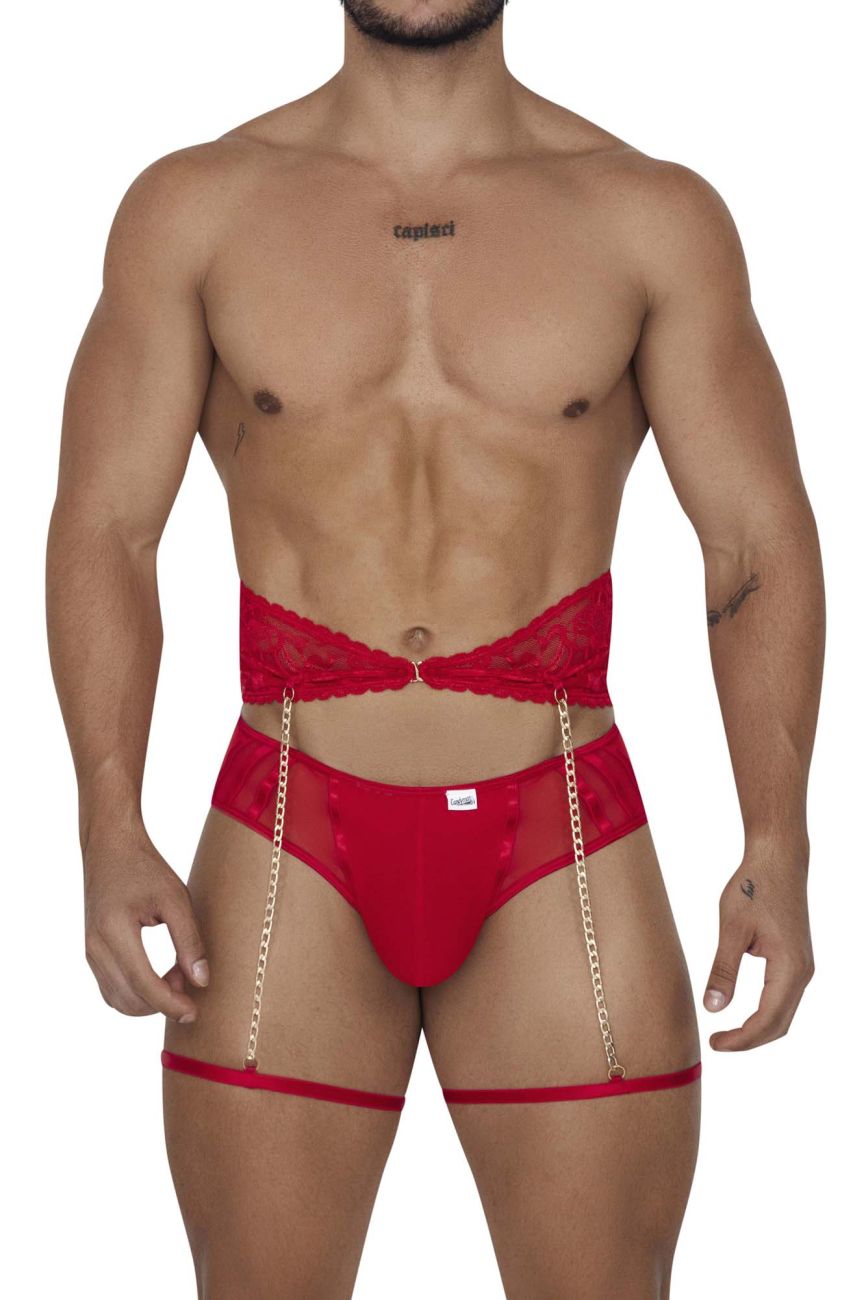 CandyMan Garter Briefs Two Piece Set - Red