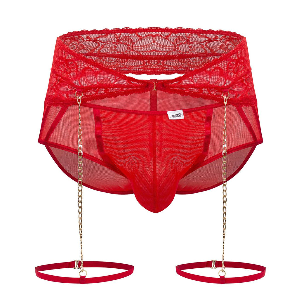 CandyMan Garter Briefs Two Piece Set - Red