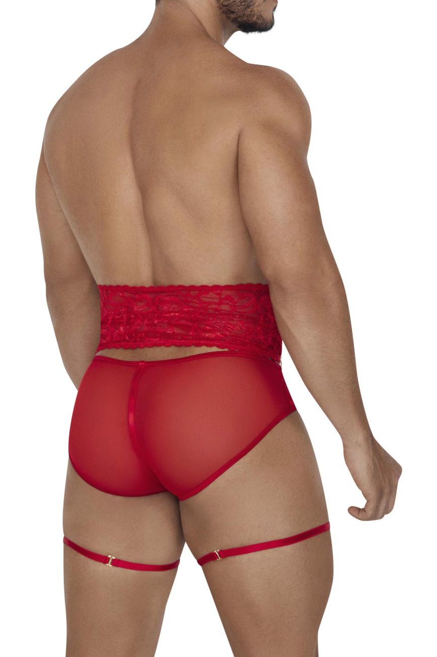 CandyMan Garter Briefs Two Piece Set - Red