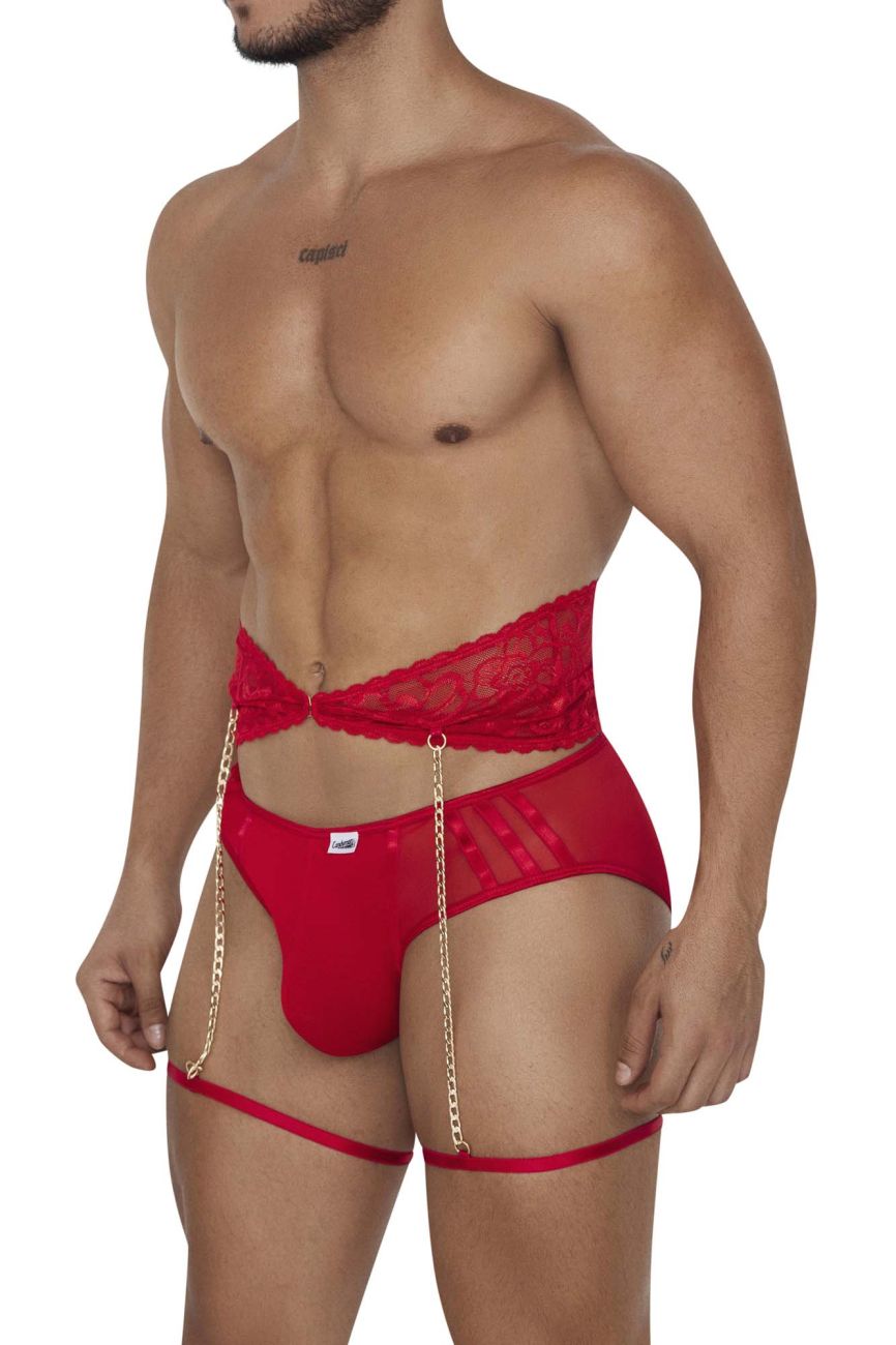 CandyMan Garter Briefs Two Piece Set - Red