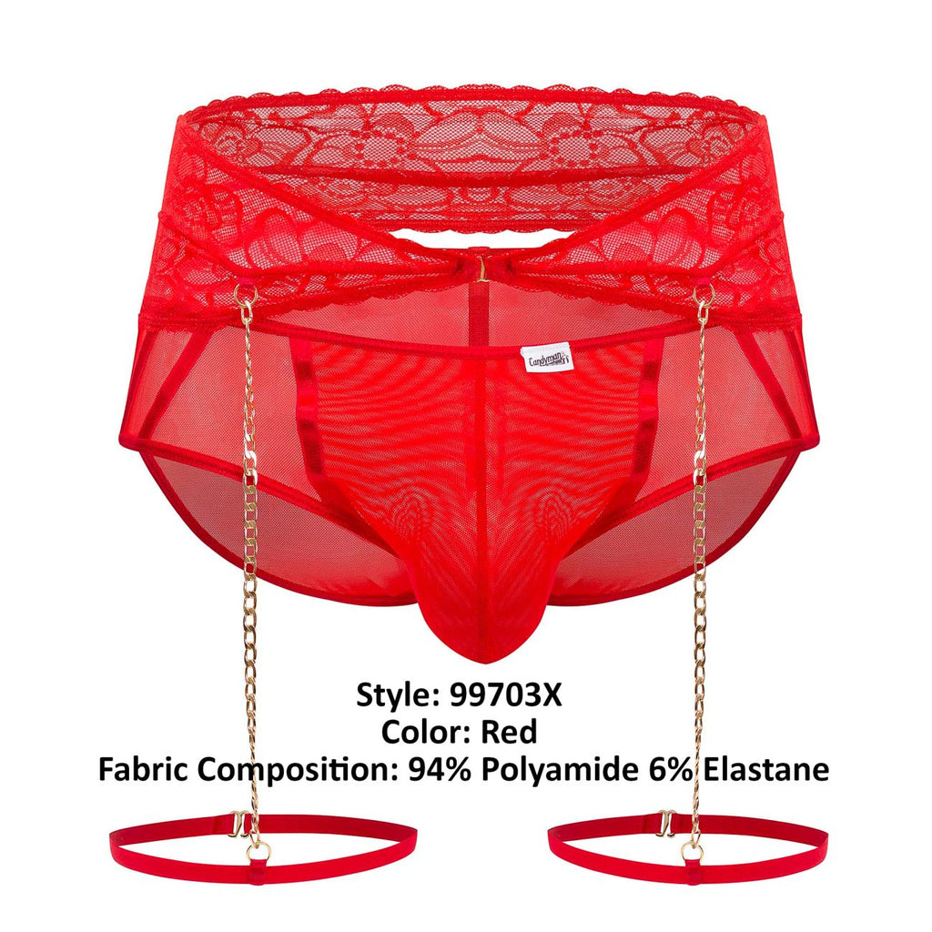 CandyMan Garter Briefs Two Piece Set - Red
