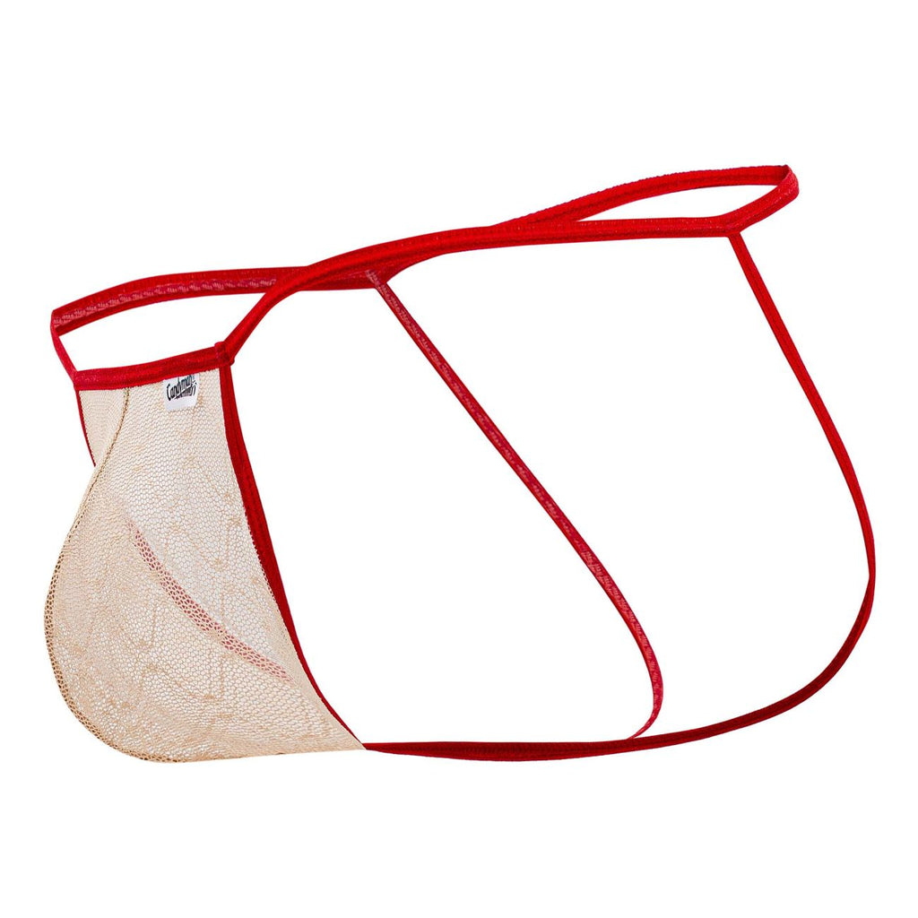 CandyMan Micro Lace Jockstrap - Beige-Red