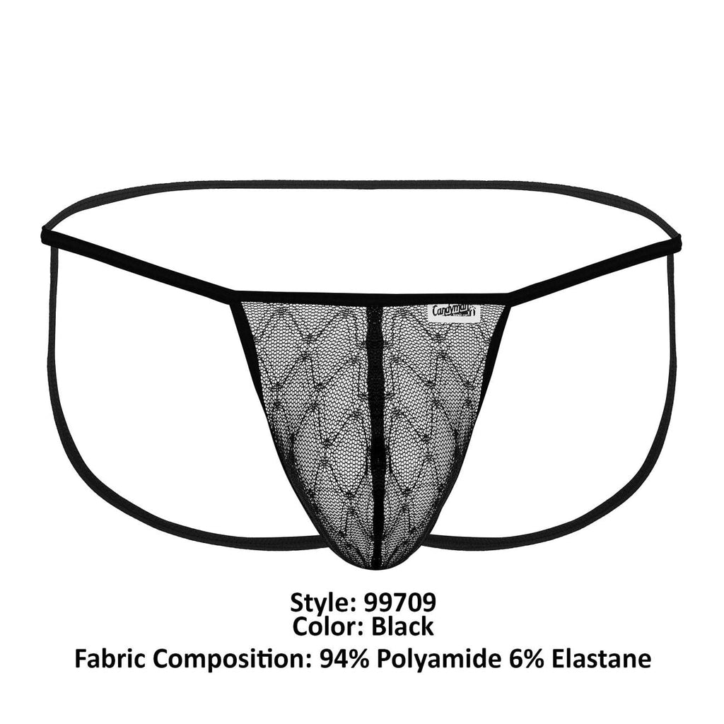 CandyMan Micro Lace Jockstrap - Black