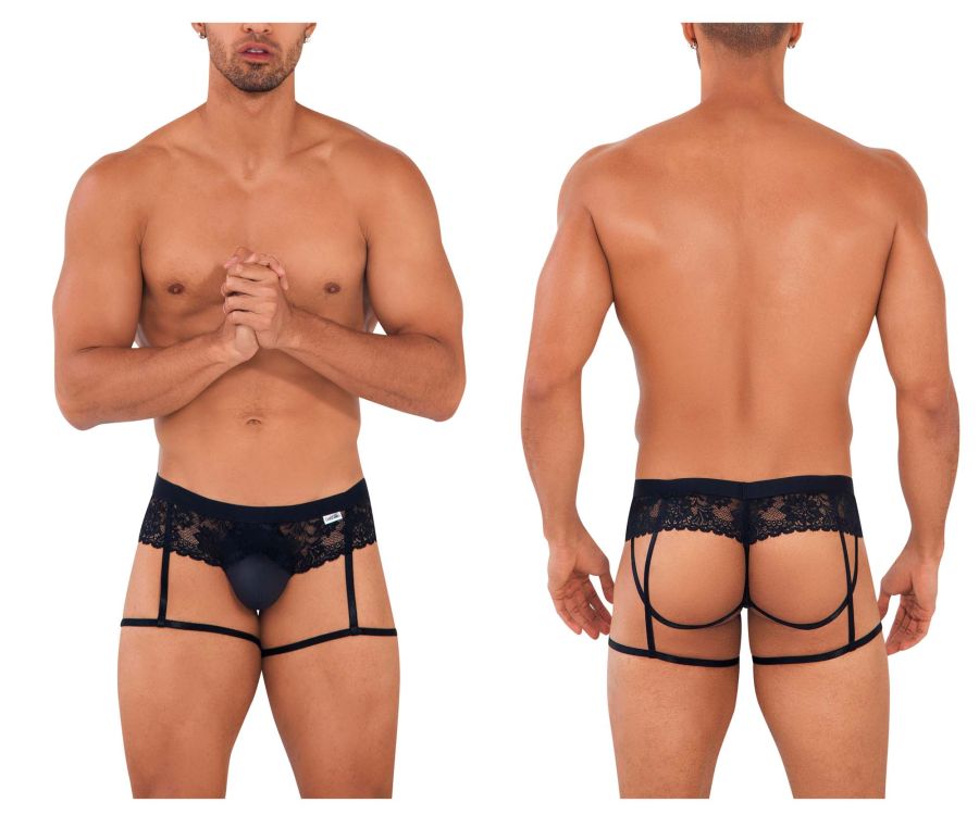 CandyMan Lace Garter Jockstrap - Black
