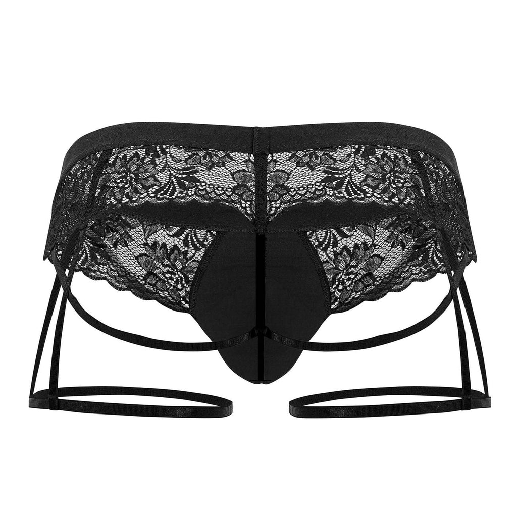 CandyMan Lace Garter Jockstrap - Black