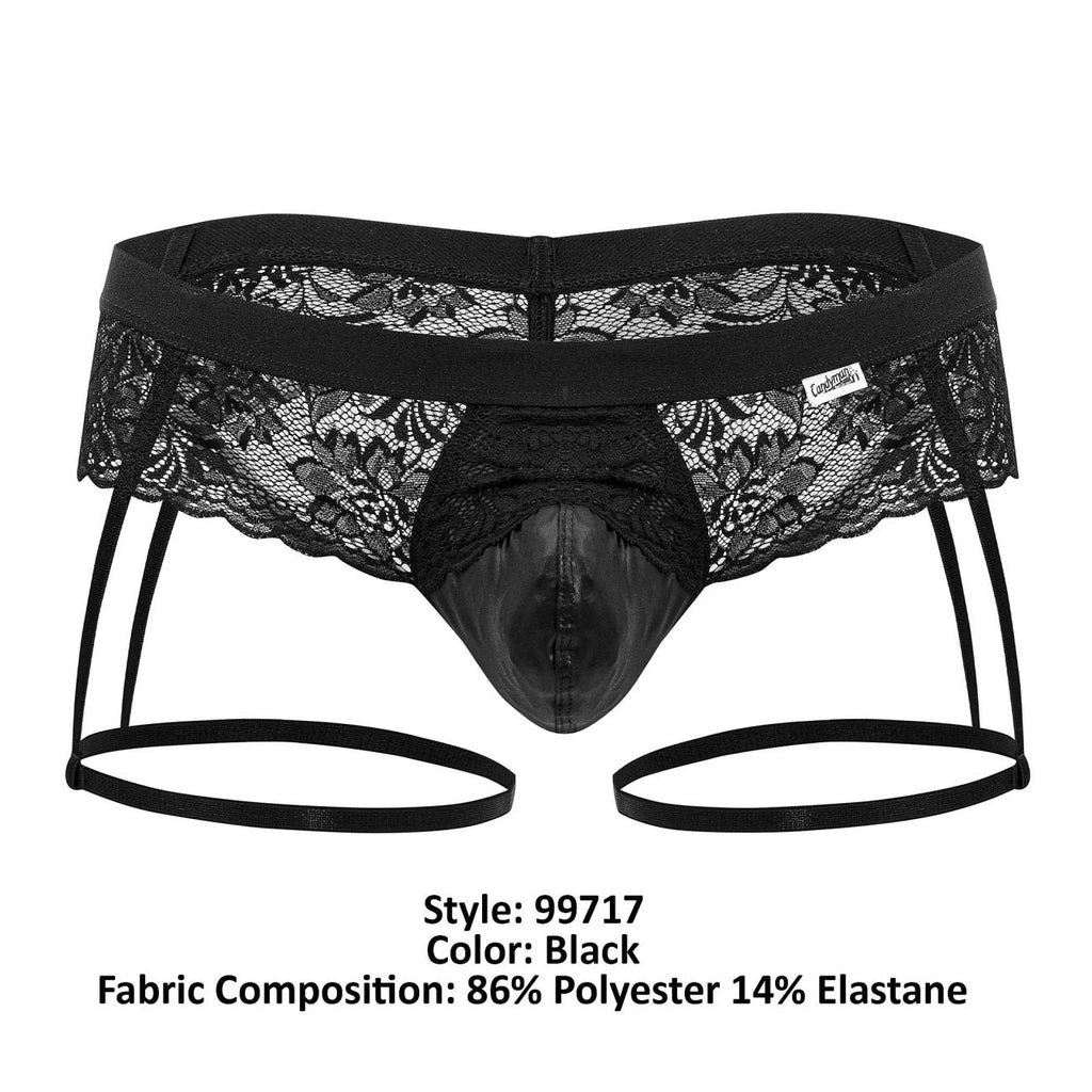 CandyMan Lace Garter Jockstrap - Black