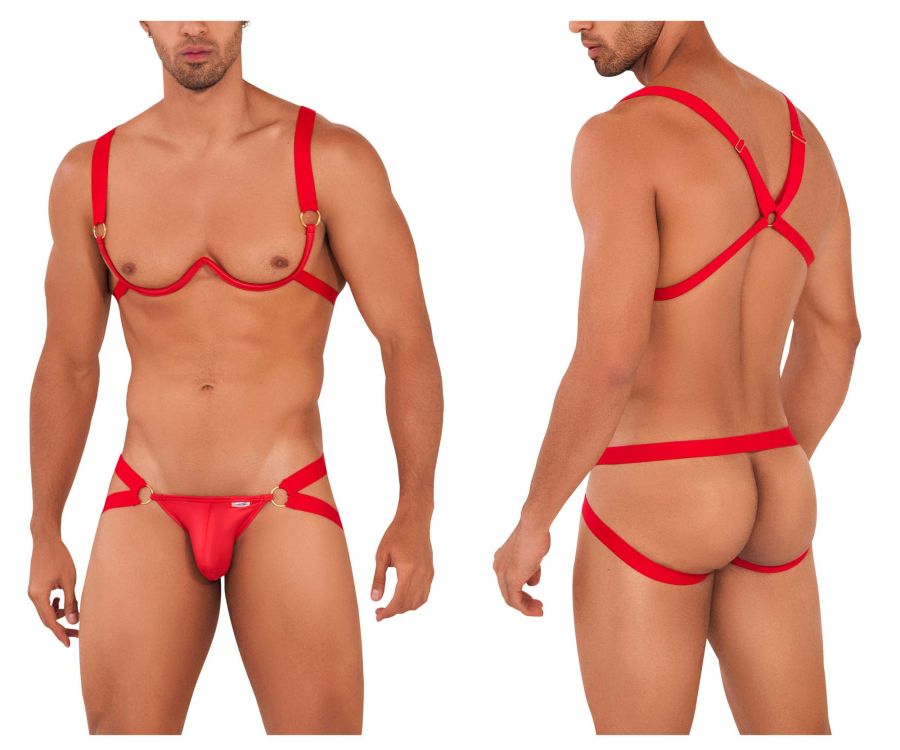 CandyMan Harness-Bra Two Piece Set - Red