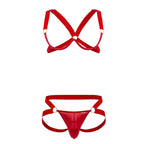CandyMan Harness-Bra Two Piece Set - Red